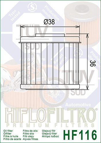 Olejový Filtr Hiflo Filtro HF 116