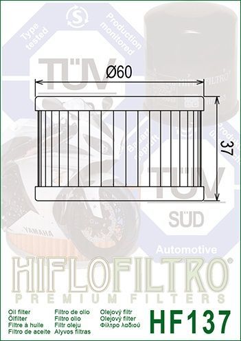 Olejový Filtr Hiflo Filtro HF 137 Olejový Filtr Hiflo Filtro HF 137