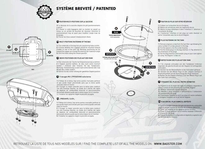 Tankvak Bagster XSR040 s uchycením na víčko nádrže Tankvak Bagster XSR040 s uchycením na víčko nádrže