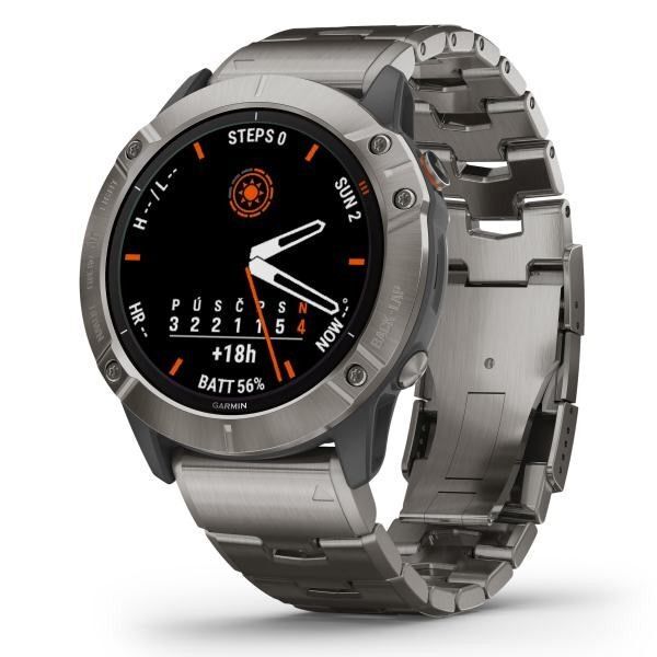 Garmin fenix6X Solar, Titanium/Titanium Band
