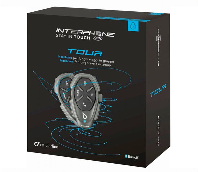 Bluetooth Handsfree CellularLine Interphone TOUR, Twin Pack