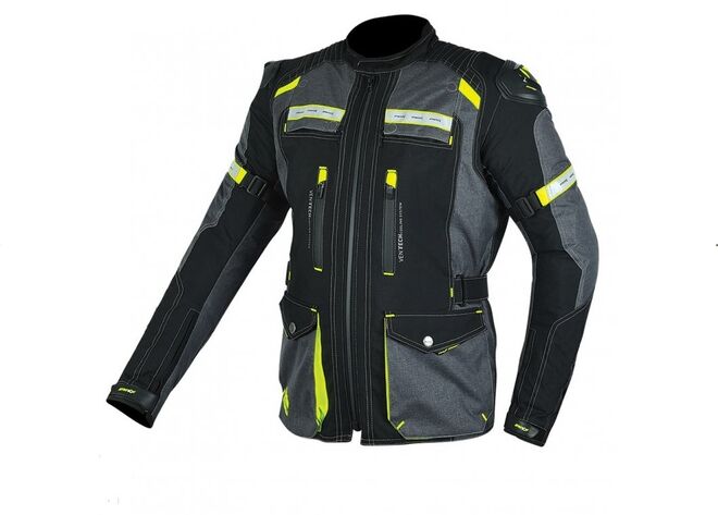 Bunda Maxx textilní dlouhá černo/šedá/žlutá NF2210