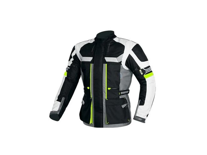 Bunda Maxx textilní dlouhá černo/šedo/bílá/fluo NF 2206