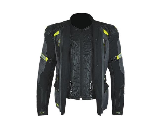 Bunda Maxx textilní dlouhá černo/šedá/žlutá NF2210 Bunda Maxx textilní dlouhá černo/šedá/žlutá NF2210