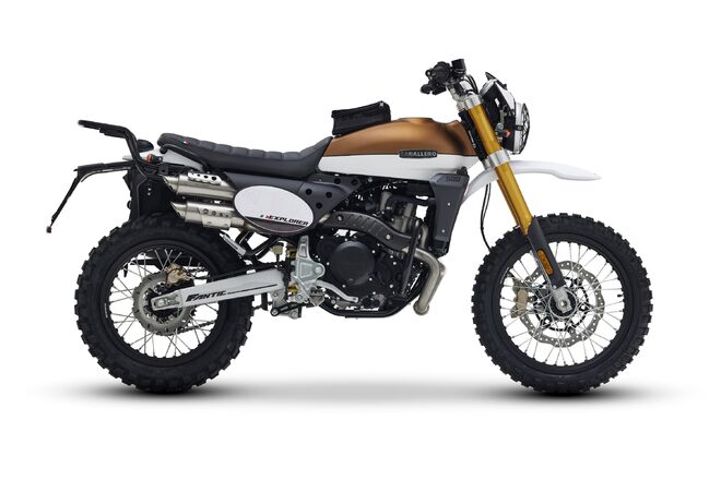 Motocykl Fantic Caballero 500 Explorer hnědo-bílá / 2023 Motocykl Fantic Caballero 500 Explorer hnědo-bílá / 2023