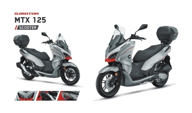 Skútr QJMOTOR MTX 125 - šedo / červený Skútr QJMOTOR MTX 125 - šedo / červený